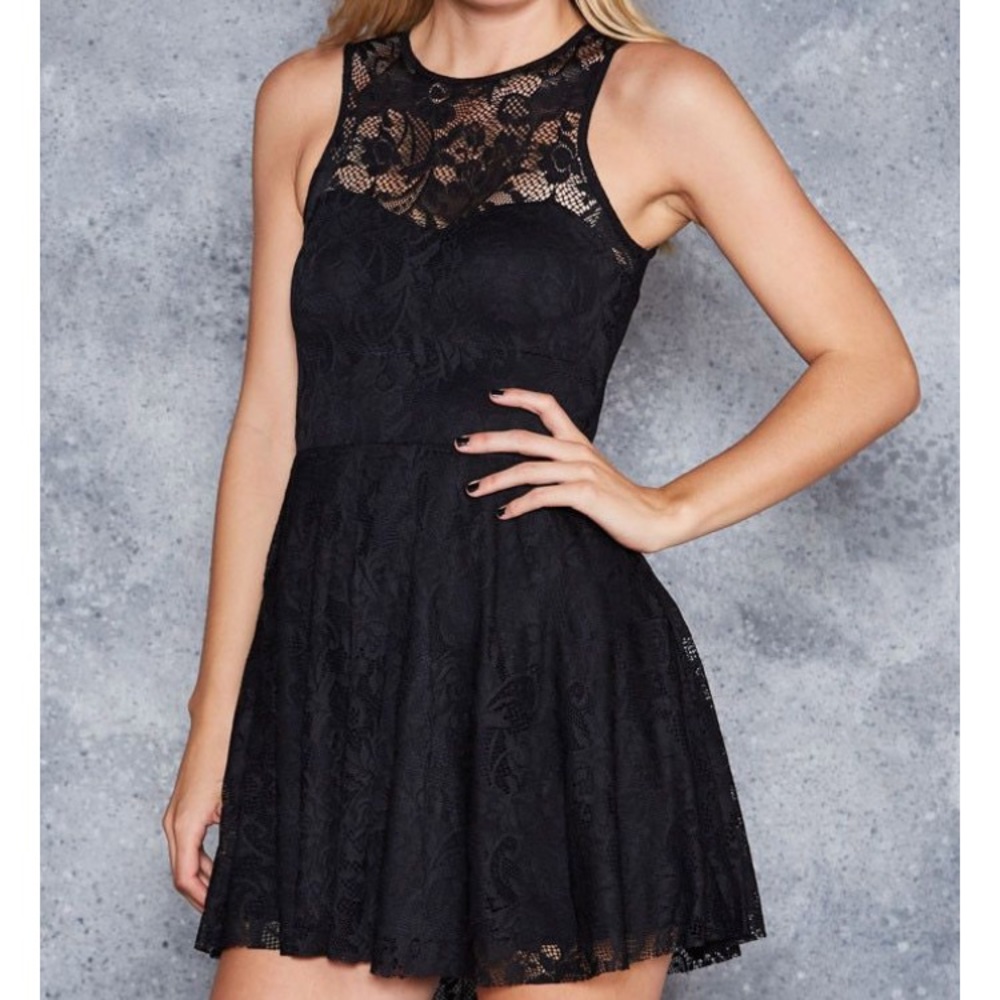Blackmilk Black Lace Skater Dress